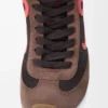 Ballet Runner 2.0 en nylon et cuir de veau Chocolat/Corail/Jaune