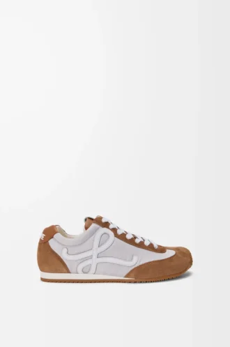 Ballet Runner 2.0 en nylon et cuir de veau Gris/Blanc/Beige