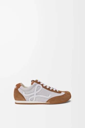 Ballet Runner 2.0 en nylon et cuir de veau Gris/Blanc/Beige