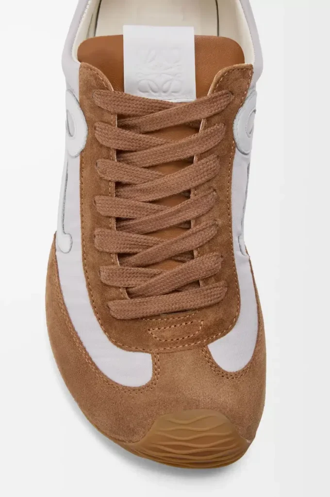 Ballet Runner 2.0 en nylon et cuir de veau Gris/Blanc/Beige