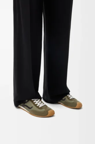 Ballet Runner 2.0 en nylon et cuir de veau Kaki clair/Noir/Blanc