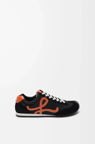 Ballet Runner 2.0 en nylon et cuir de veau Noir/Orange/Vert pâle