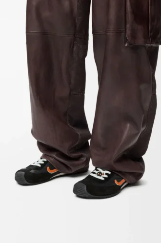 Ballet Runner 2.0 en nylon et cuir de veau Noir/Orange/Vert pâle