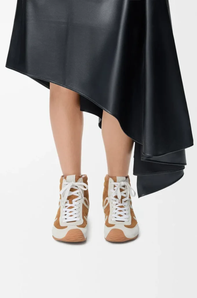 Ballet Runner 2.0 haute en daim et peau de mouton beige/blanc