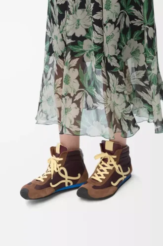 Ballet Runner 2.0 haute en nylon et cuir de veau Marron/Jaune/Bleu