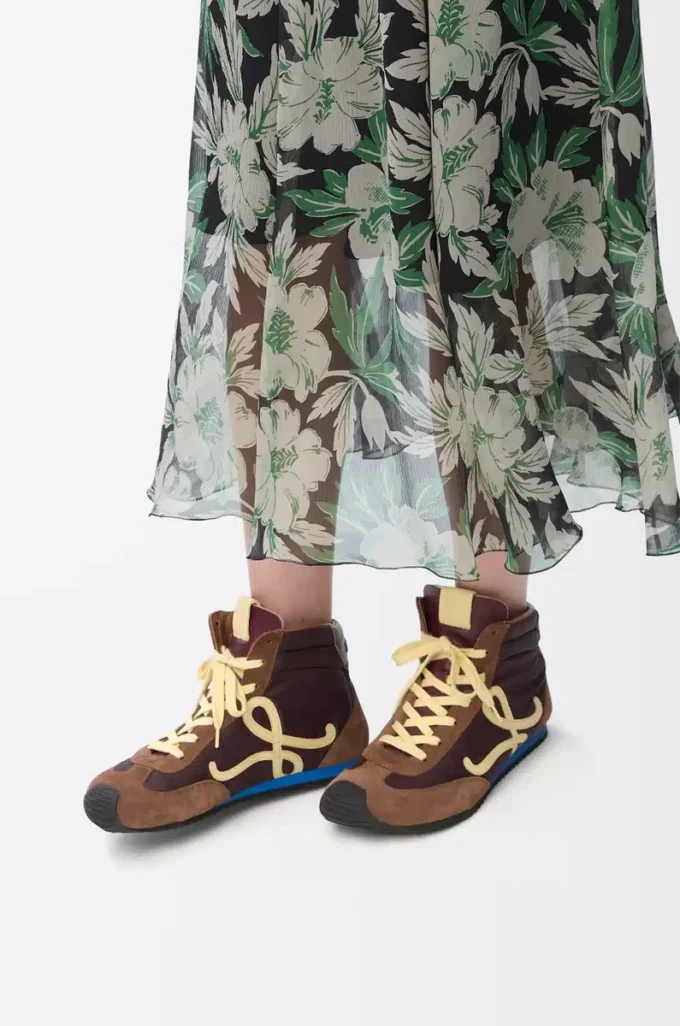 Ballet Runner 2.0 haute en nylon et cuir de veau Marron/Jaune/Bleu