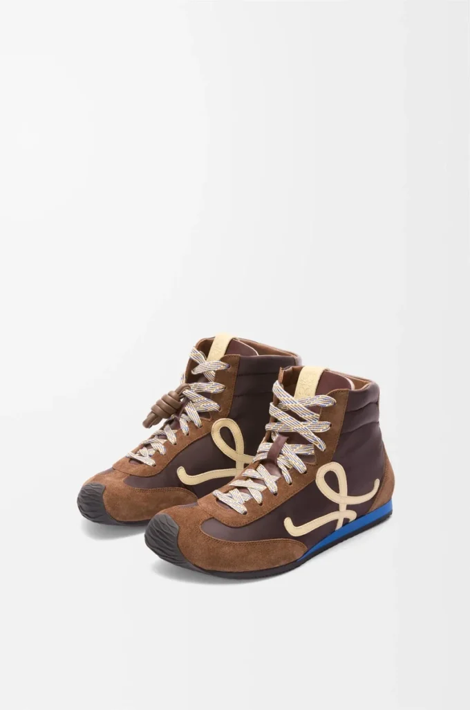 Ballet Runner 2.0 haute en nylon et cuir de veau Marron/Jaune/Bleu
