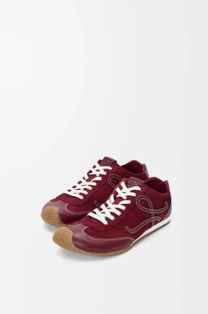 Ballet Runner 2.0 sans doublure en cuir de cerf et cuir de veau tanné végétal Bordeaux