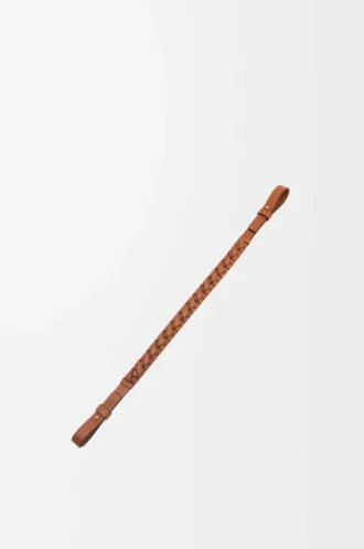 Bandoulière tissée en spirale en cuir de veau classique Tan