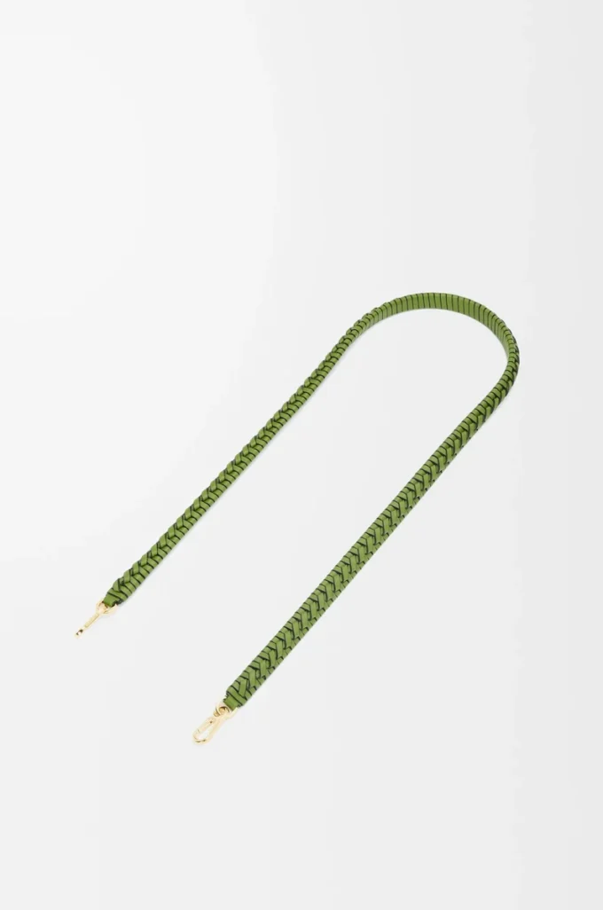 Bandoulière tissée en spirale en cuir de veau classique vert printemps