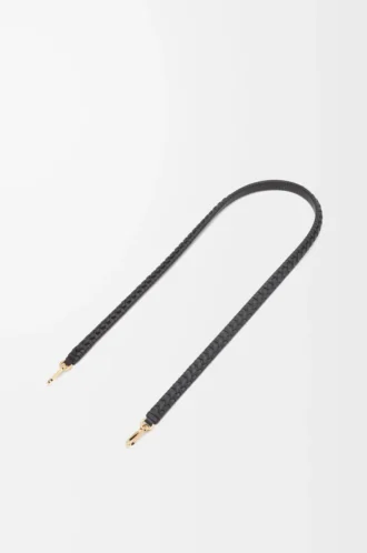 Bandoulière tressée en spirale en cuir de veau classique noir