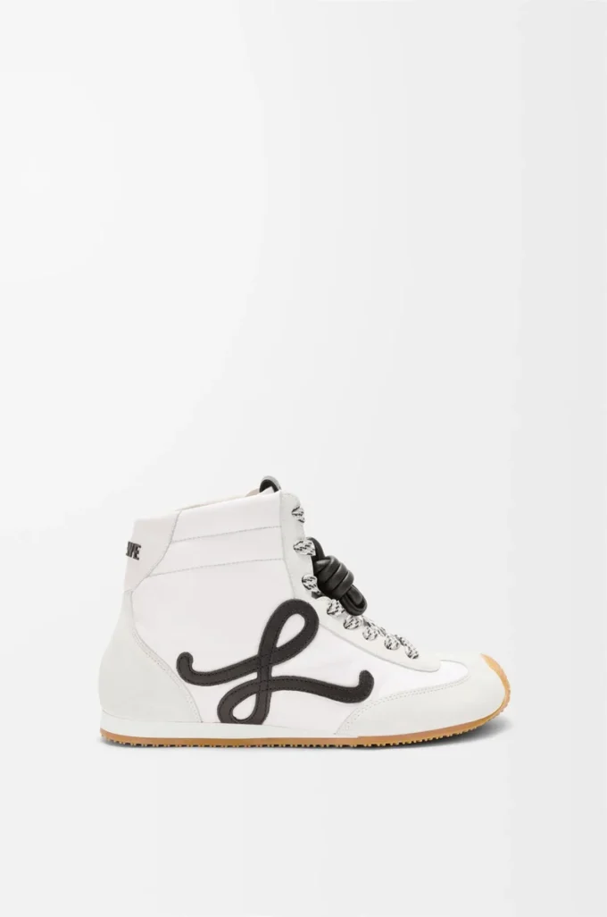 Baskets montantes Ballet Runner 2.0 en nylon et cuir de veau Blanc/Noir