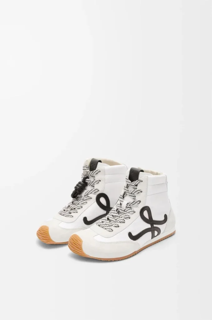 Baskets montantes Ballet Runner 2.0 en nylon et cuir de veau Blanc/Noir