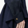 Blouse ceinturée en soie bleu marine