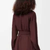 Blouse à ceinture en soie bordeaux