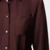 Blouse à ceinture en soie bordeaux