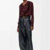 Blouse en soie bordeaux