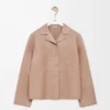 Blouse pyjama en cuir d&rsquo;agneau nappa beige