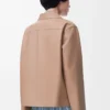 Blouse pyjama en cuir d&rsquo;agneau nappa beige