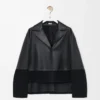 Blouse pyjama en cuir d&rsquo;agneau nappa noir
