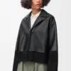 Blouse pyjama en cuir d&rsquo;agneau nappa noir