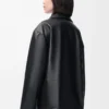 Blouse pyjama en cuir d&rsquo;agneau nappa noir