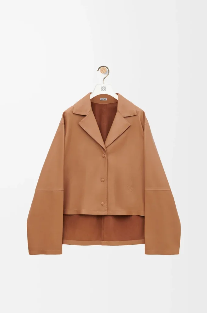 Blouse pyjama en cuir d&rsquo;agneau nappa Toffee