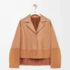 Blouse pyjama en cuir d&rsquo;agneau nappa Toffee