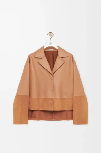 Blouse pyjama en cuir d&rsquo;agneau nappa Toffee