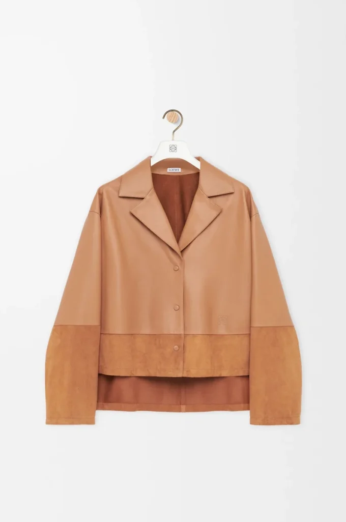Blouse pyjama en cuir d&rsquo;agneau nappa Toffee