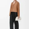 Blouse pyjama en cuir d&rsquo;agneau nappa Toffee