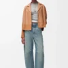 Blouse pyjama en cuir d&rsquo;agneau nappa Toffee
