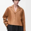 Blouse pyjama en cuir d&rsquo;agneau nappa Toffee