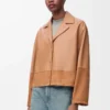 Blouse pyjama en cuir d&rsquo;agneau nappa Toffee