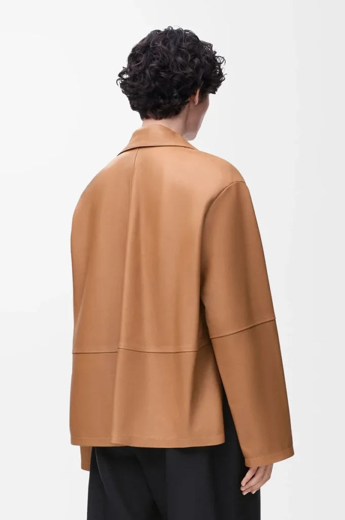 Blouse pyjama en cuir d&rsquo;agneau nappa Toffee