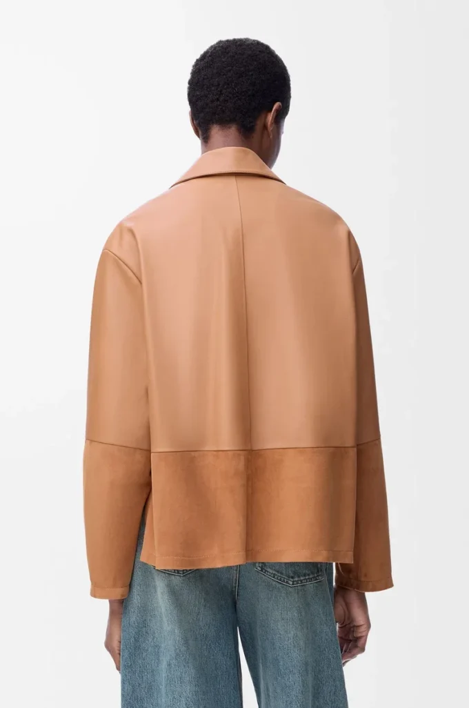 Blouse pyjama en cuir d&rsquo;agneau nappa Toffee