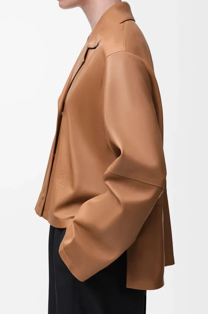 Blouse pyjama en cuir d&rsquo;agneau nappa Toffee
