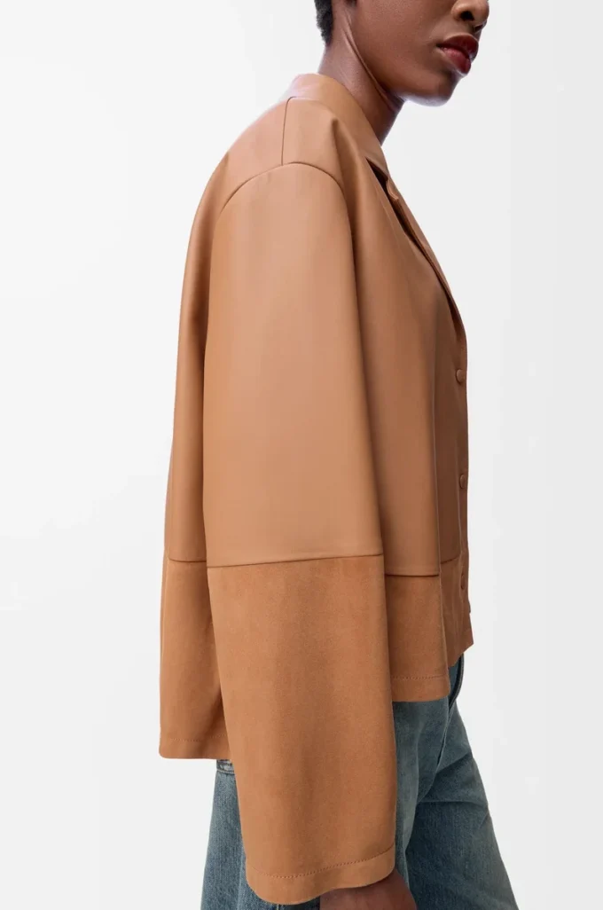 Blouse pyjama en cuir d&rsquo;agneau nappa Toffee