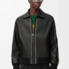 Blouson aviateur en cuir d&rsquo;agneau nappa Noir