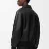 Blouson aviateur en cuir d&rsquo;agneau nappa Noir