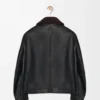 Blouson aviateur en cuir d&rsquo;agneau nappa Noir/Marron