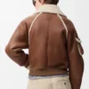 Blouson aviateur en peau lainée Marron