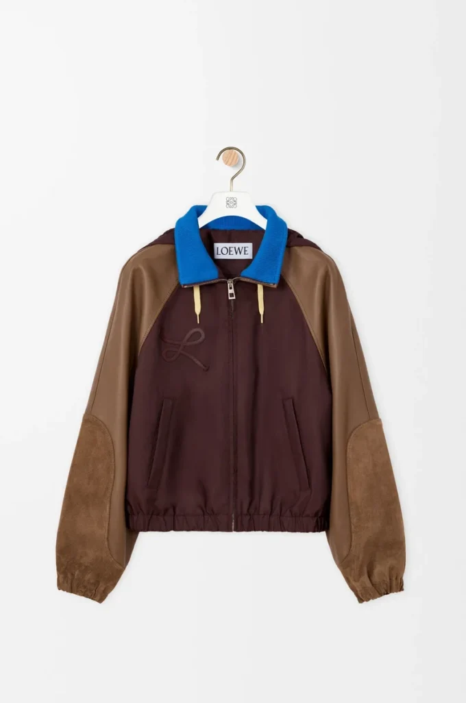 Blouson aviateur en tissu technique Marron
