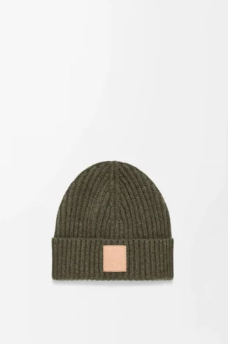 Bonnet en cachemire kaki foncé