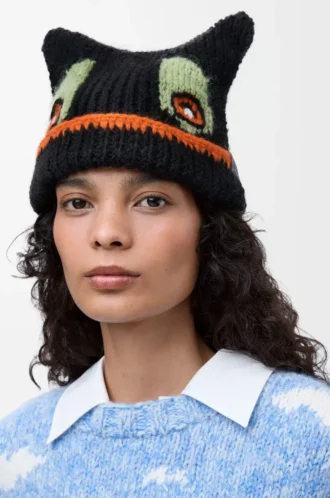 Bonnet en laine, alpaga et mohair Noir