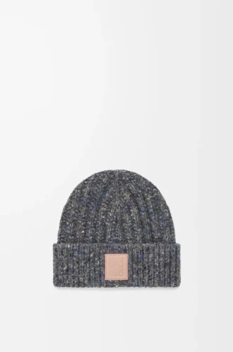 Bonnet en laine et cachemire mélangés Gris/Bleu chiné