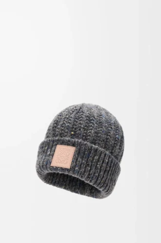 Bonnet en laine et cachemire mélangés Gris/Bleu chiné