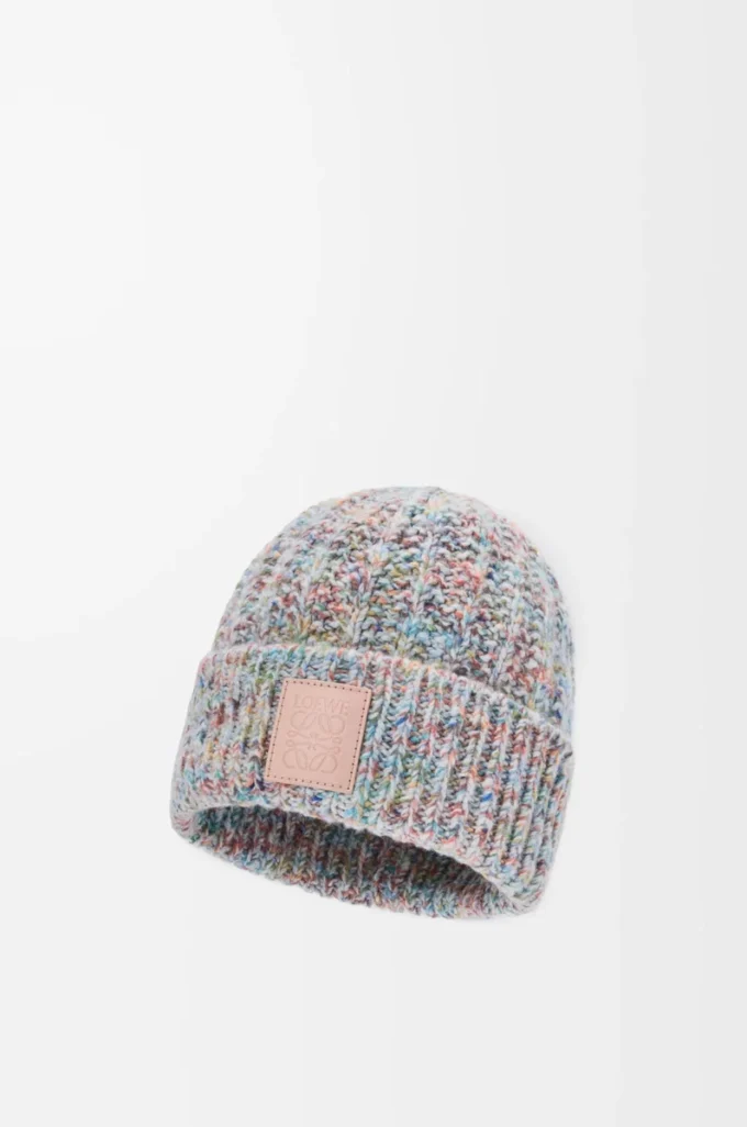 Bonnet en laine et cachemire multicolore