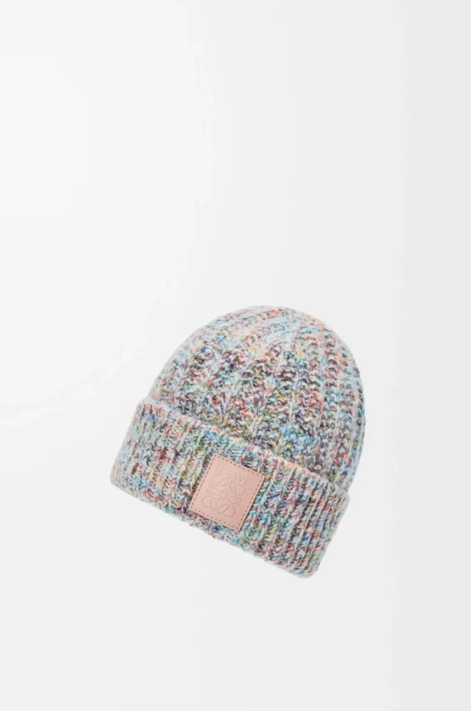 Bonnet en laine et cachemire multicolore