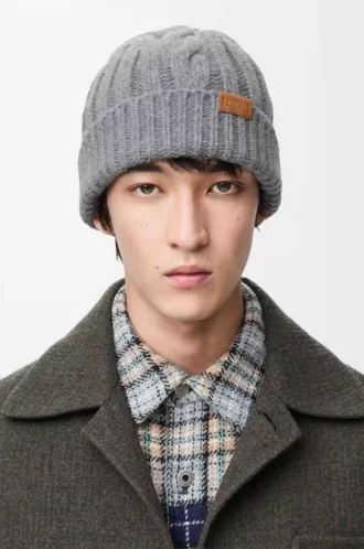 Bonnet en laine gris chiné